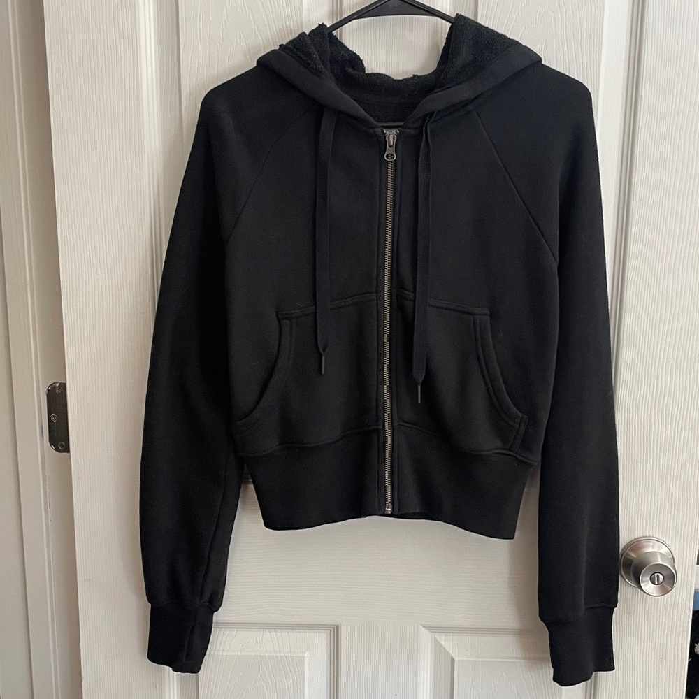 Aerie Offline Black Women's Crop Zip-Up Hoodie